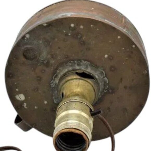 Antique Copper Oil Lamp Converted to Electric Vintage - Picture 6 of 6